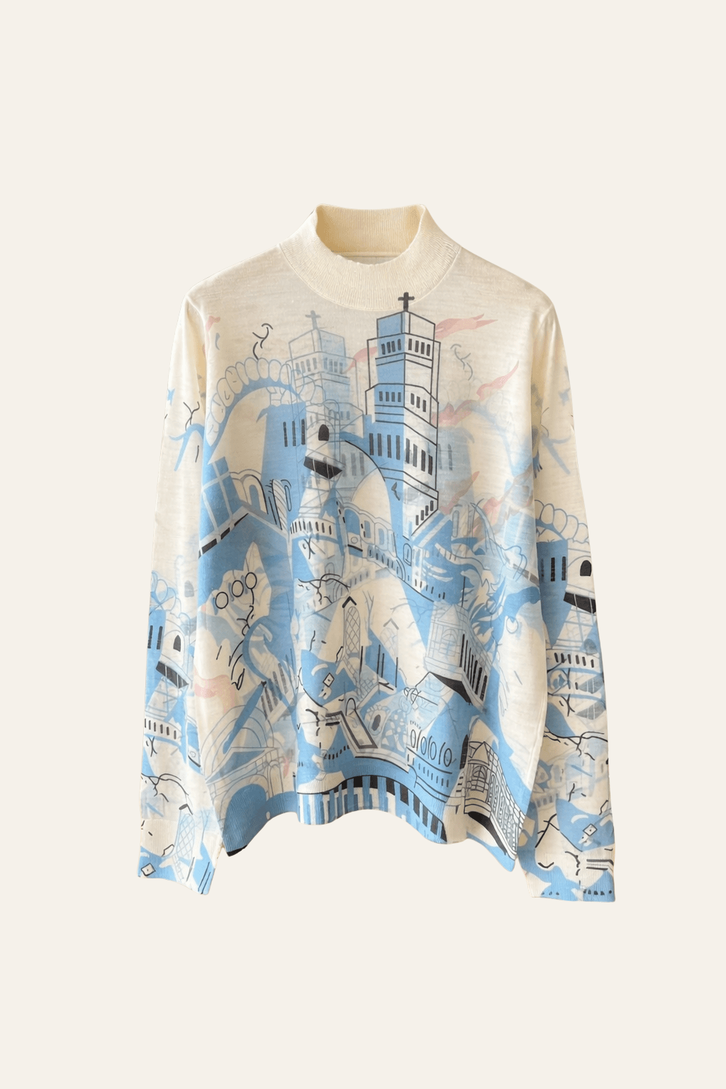 SWETER MERINO Z ARTYSTYCZNYM PRINTEM – LEKKOŚĆ I SZTUKA W JEDNYM