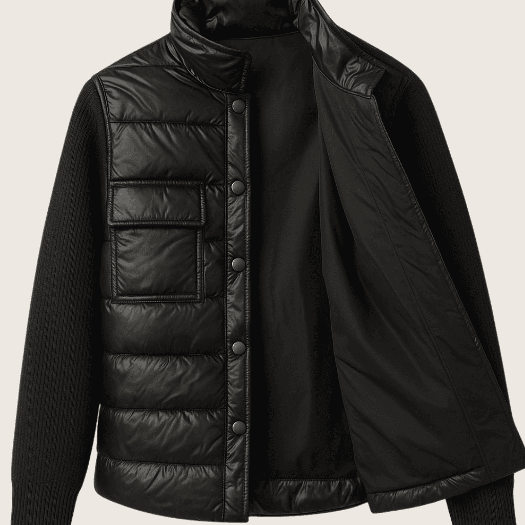 Kurtka puchowa z wełnianymi rękawami