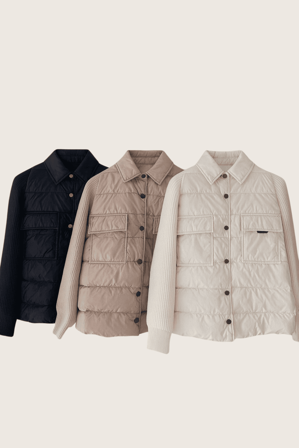 Kurtka puchowa z wełnianymi rękawami