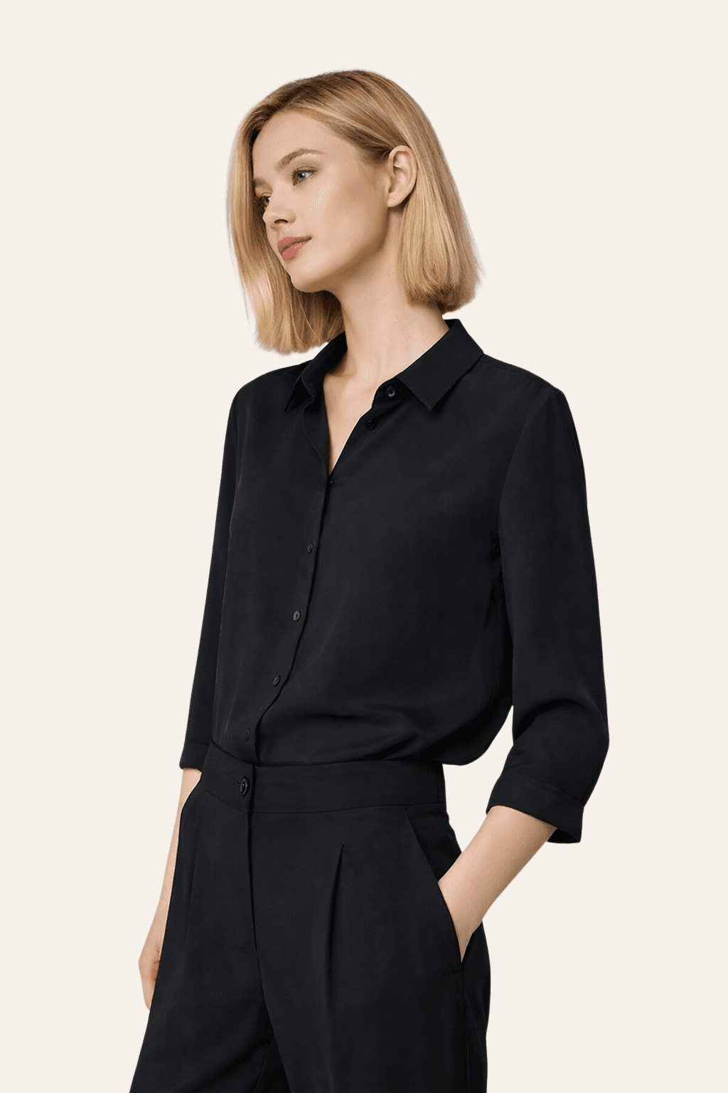 JEDWABNA BLUZKA DAMSKA Z RĘKAWEM 3/4