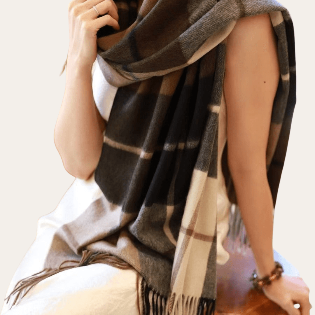 SZAL Z 100% KASZMIRU – klasyczna krata