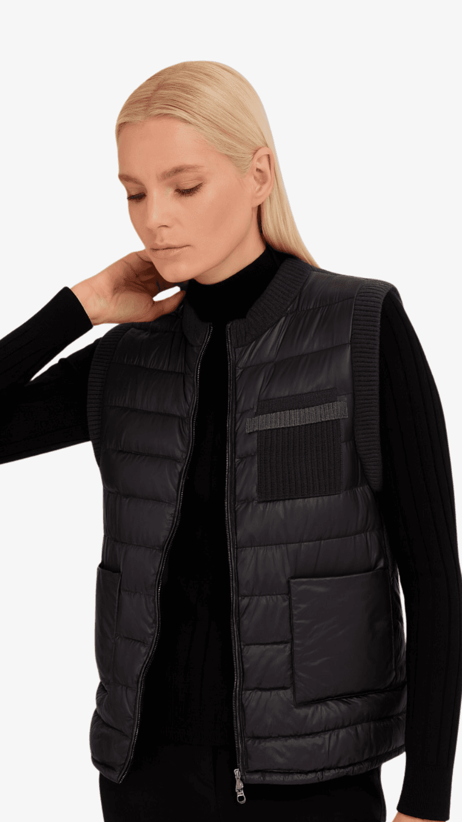Kamizelka pikowana „Cashmere Shine Vest” – kaszmir & puch gęsi